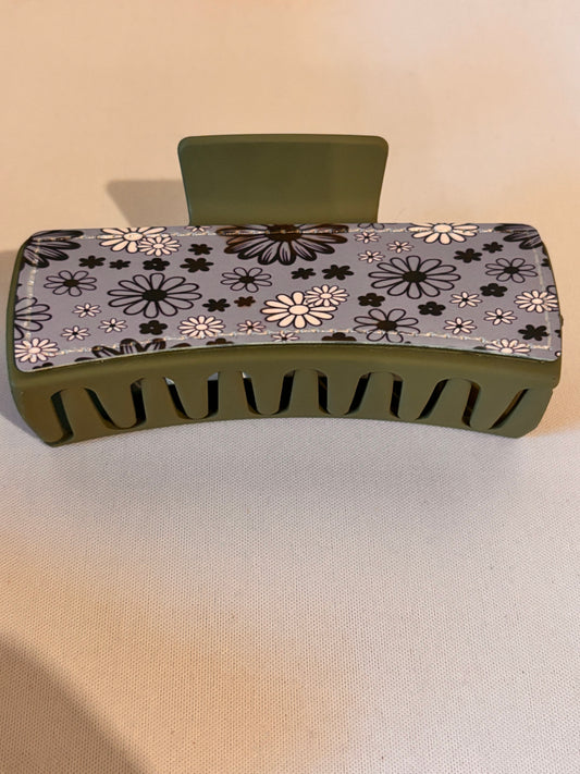Green Flower Design Sublimation Hairclip
