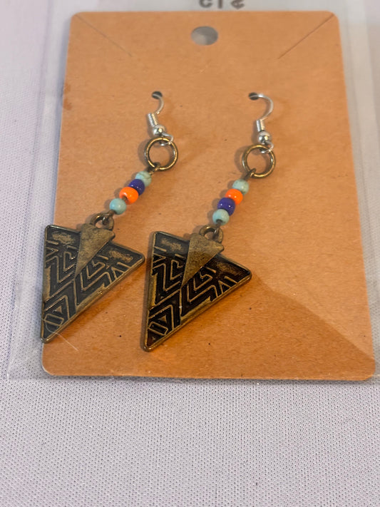 Bronze Arrow with beads Charm Earrings