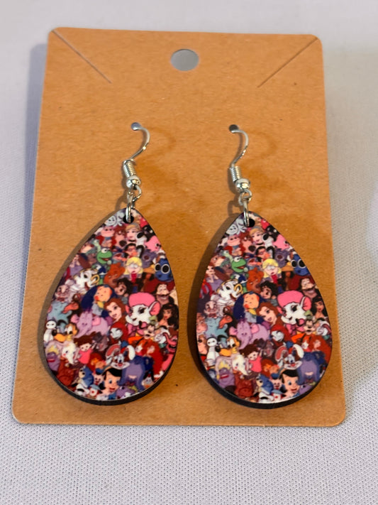 Cartoon Character Collage Sublimation Earrings