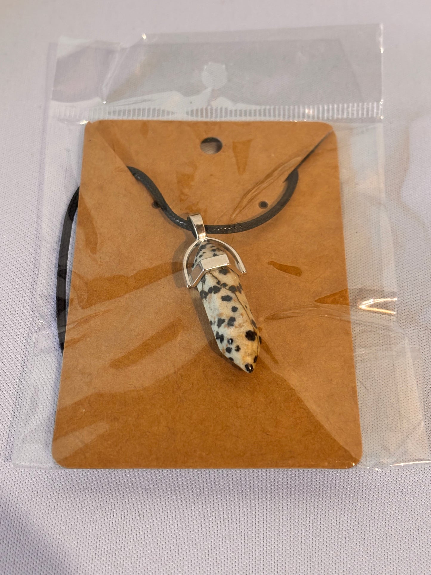 White with Black Spots Stone Necklace