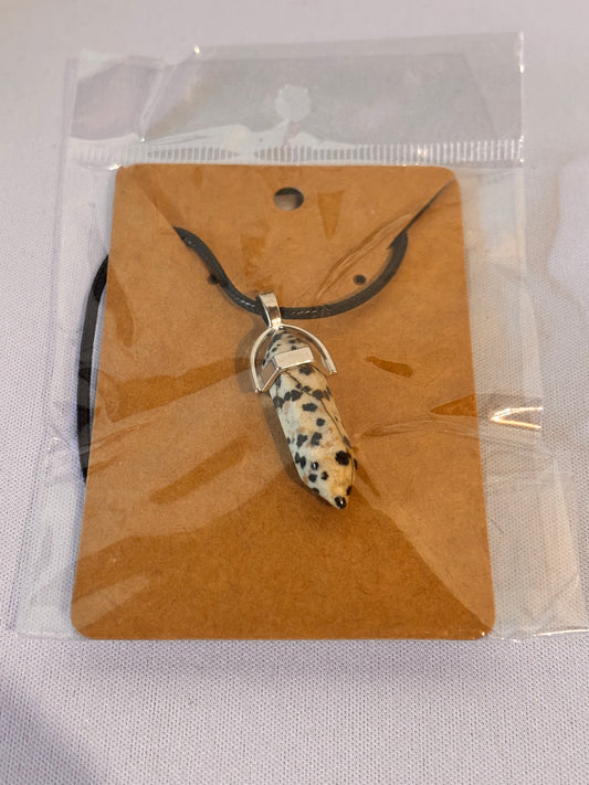White with Black Spots Stone Necklace