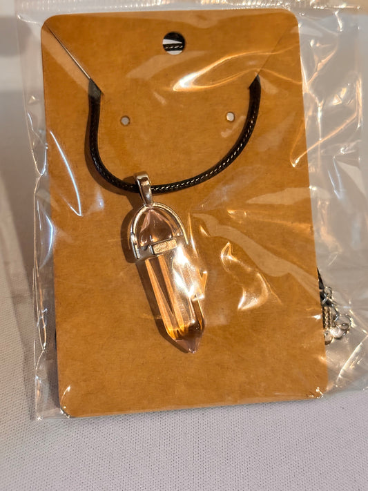 Peach clear Crystal like Stone Necklace