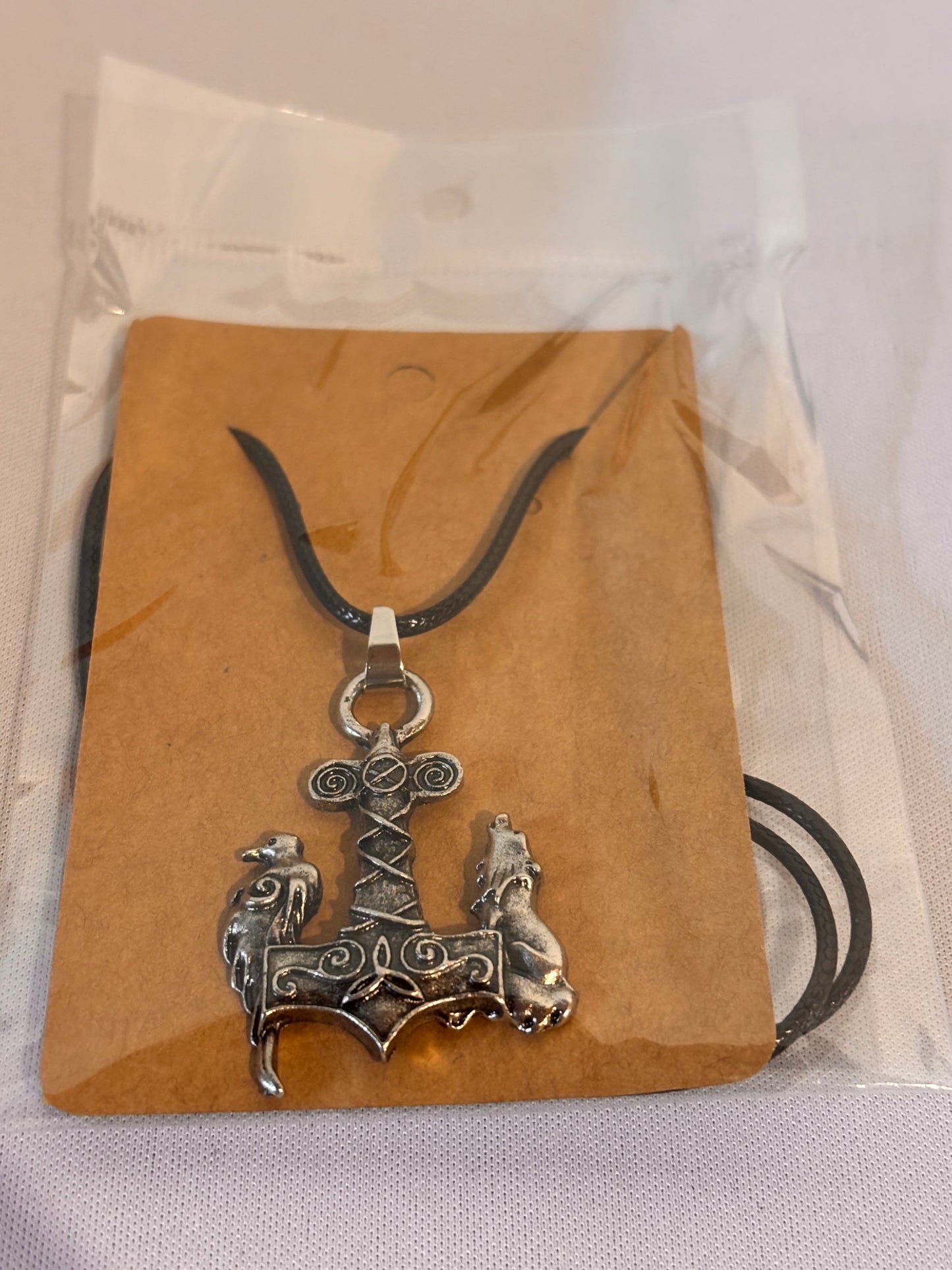 Mjilnor with Raven and Wolf Necklace