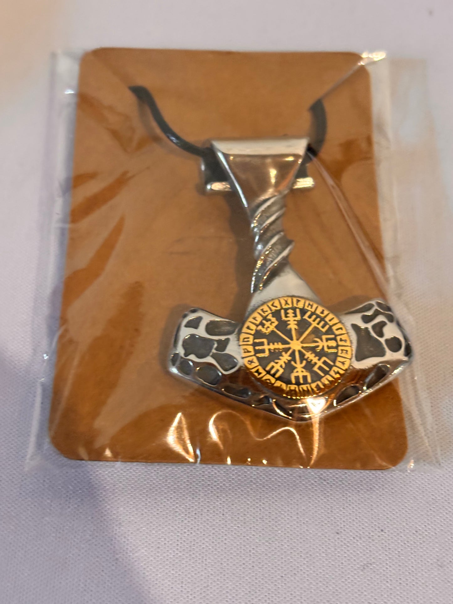 Large Mjilnor with Norse Compass Necklace