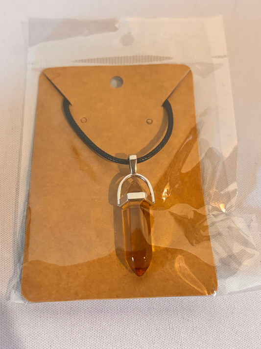 Brown Clear Crystal like Stone Necklace
