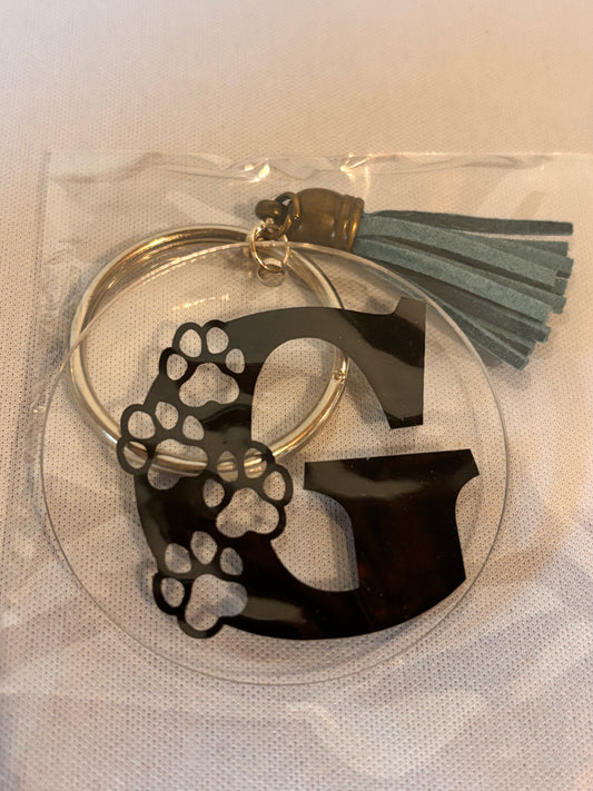 G with Pawprints Vinyl Keychain
