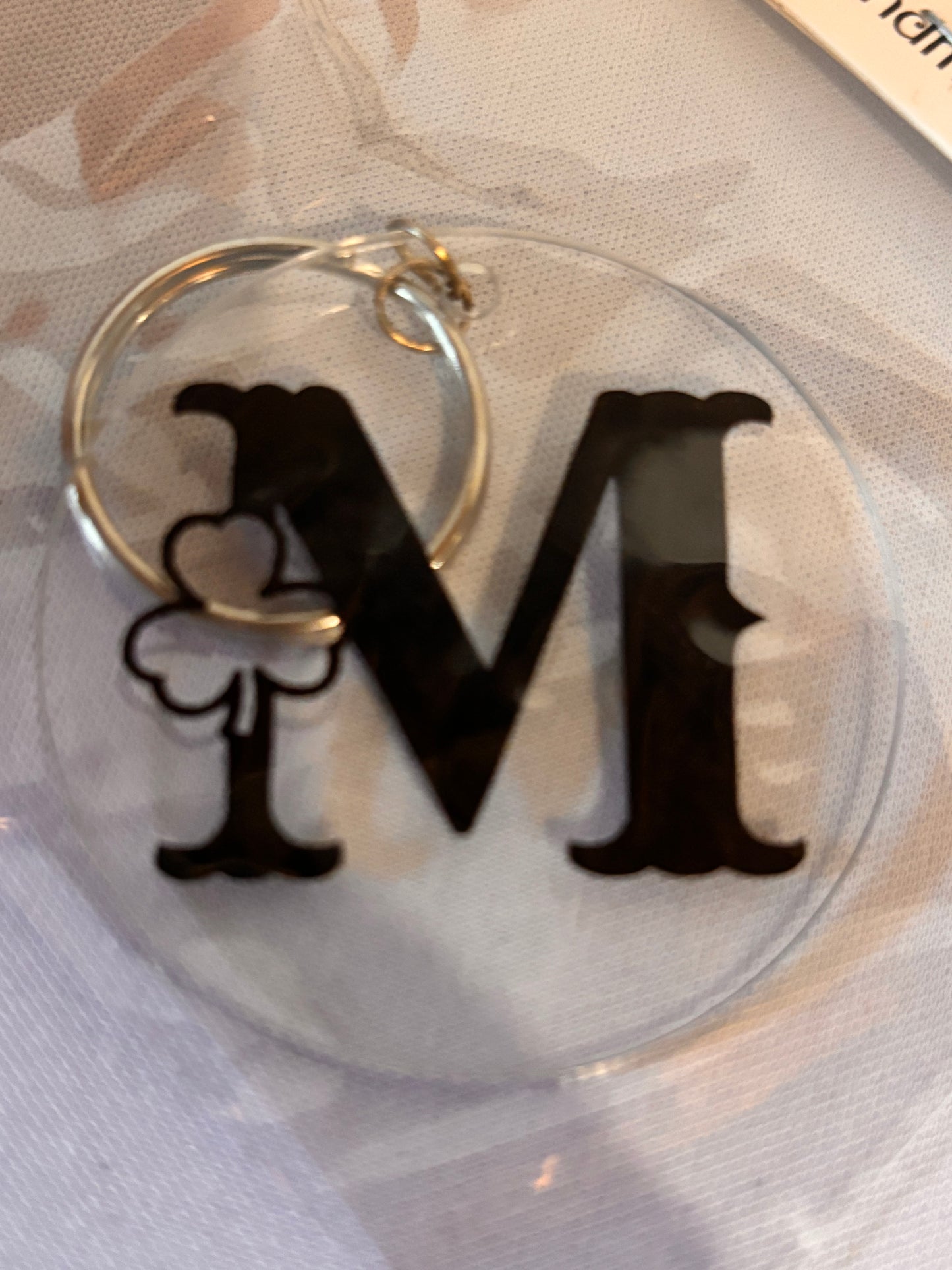 M with Shamrock Vinyl Keychain
