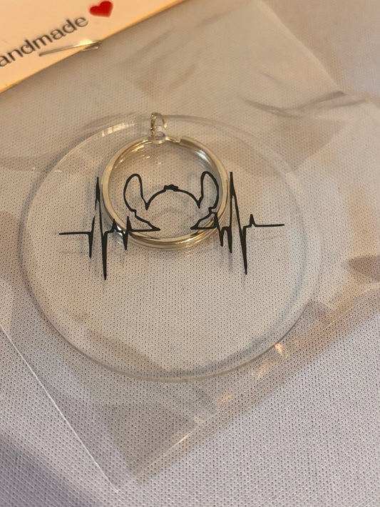 Stitch Heartbeat vinyl keychain