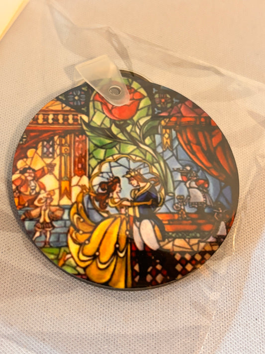 Beauty and the Beast Stainglass Sublimation Keychain