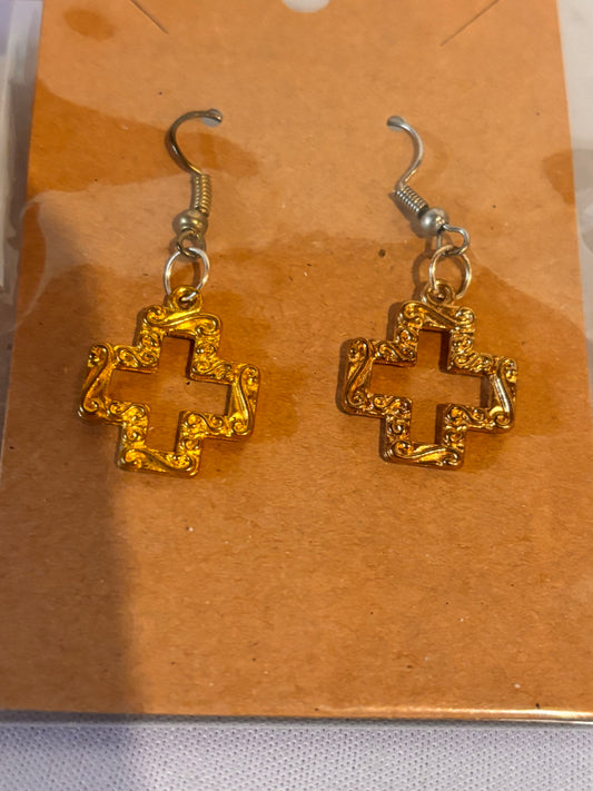 Gold Cross Earrings