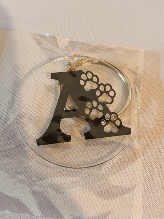 A with Pawprints Vinyl Keychain