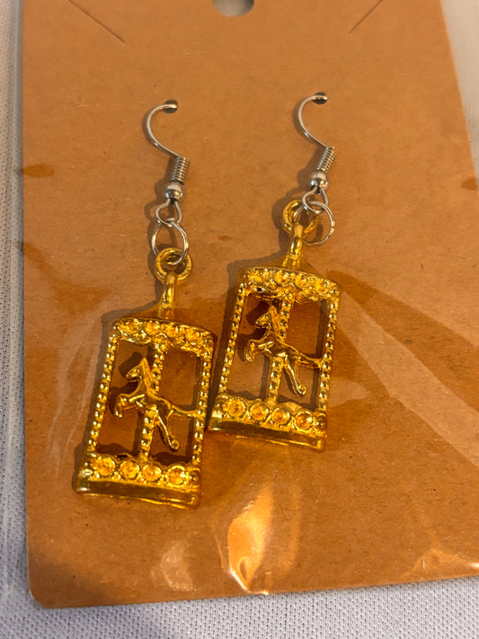 Gold Horse on Carousel Earrings
