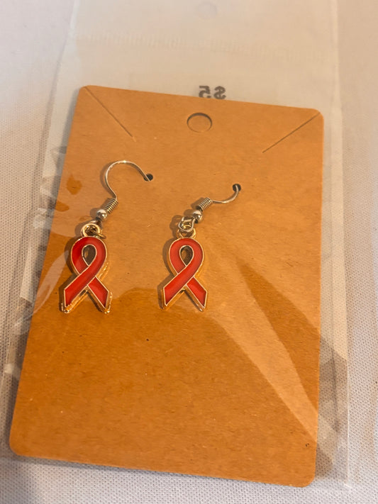Red cancer ribbon Earrings