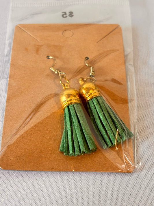 Green Tassel Earrings