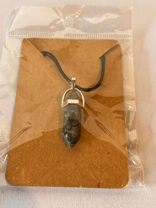 Black Crystal like Stone Necklace