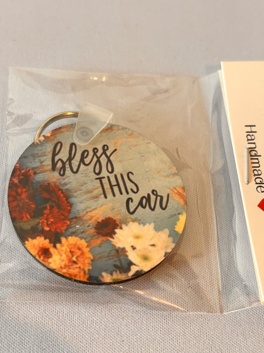 Bless this Car Sublimation Keychain