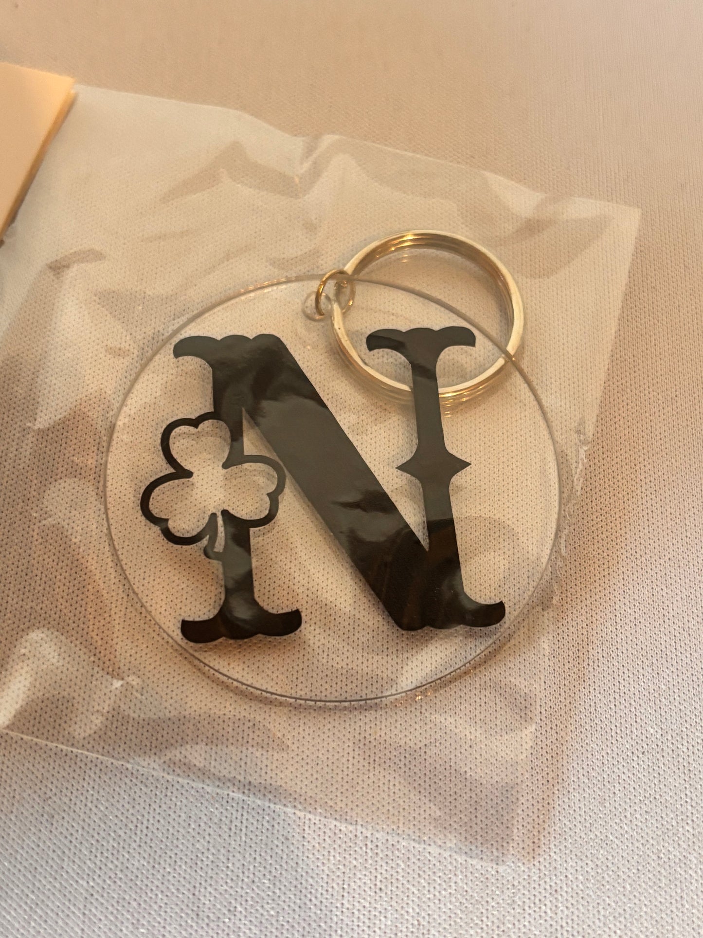 N with Shamrock Vinyl Keychain