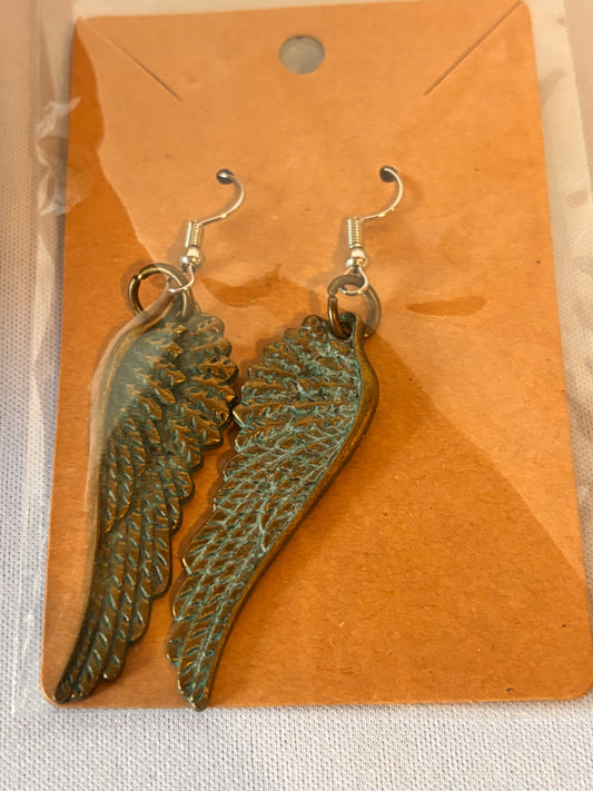 Teal Angel Wing Earrings