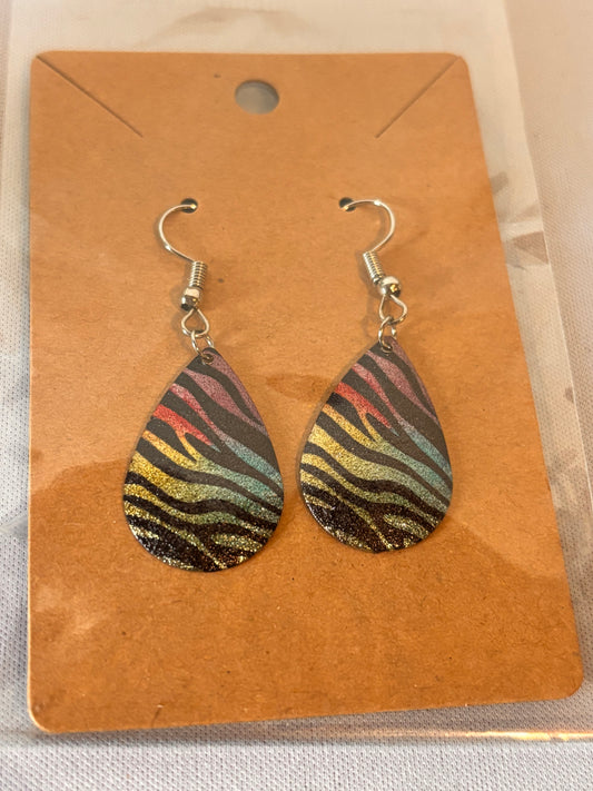 Rainbow Zebra Print metal Earrings