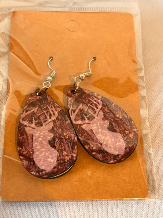 Camo with Deer Head Sublimation Earrings