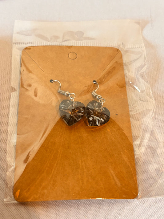 Black Heart Gem Earrings