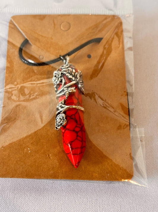 Red Crystal with flowers necklace