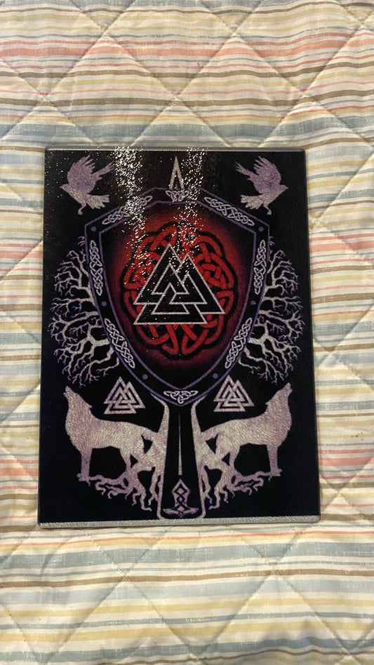 Black Norse Design Glass Cutting Board