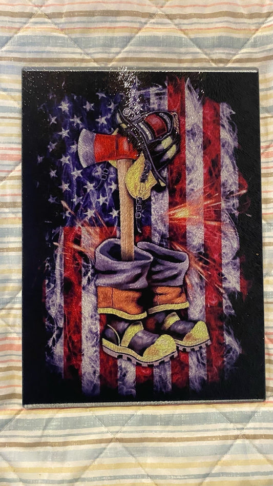 Firefighter Glass Cutting Board