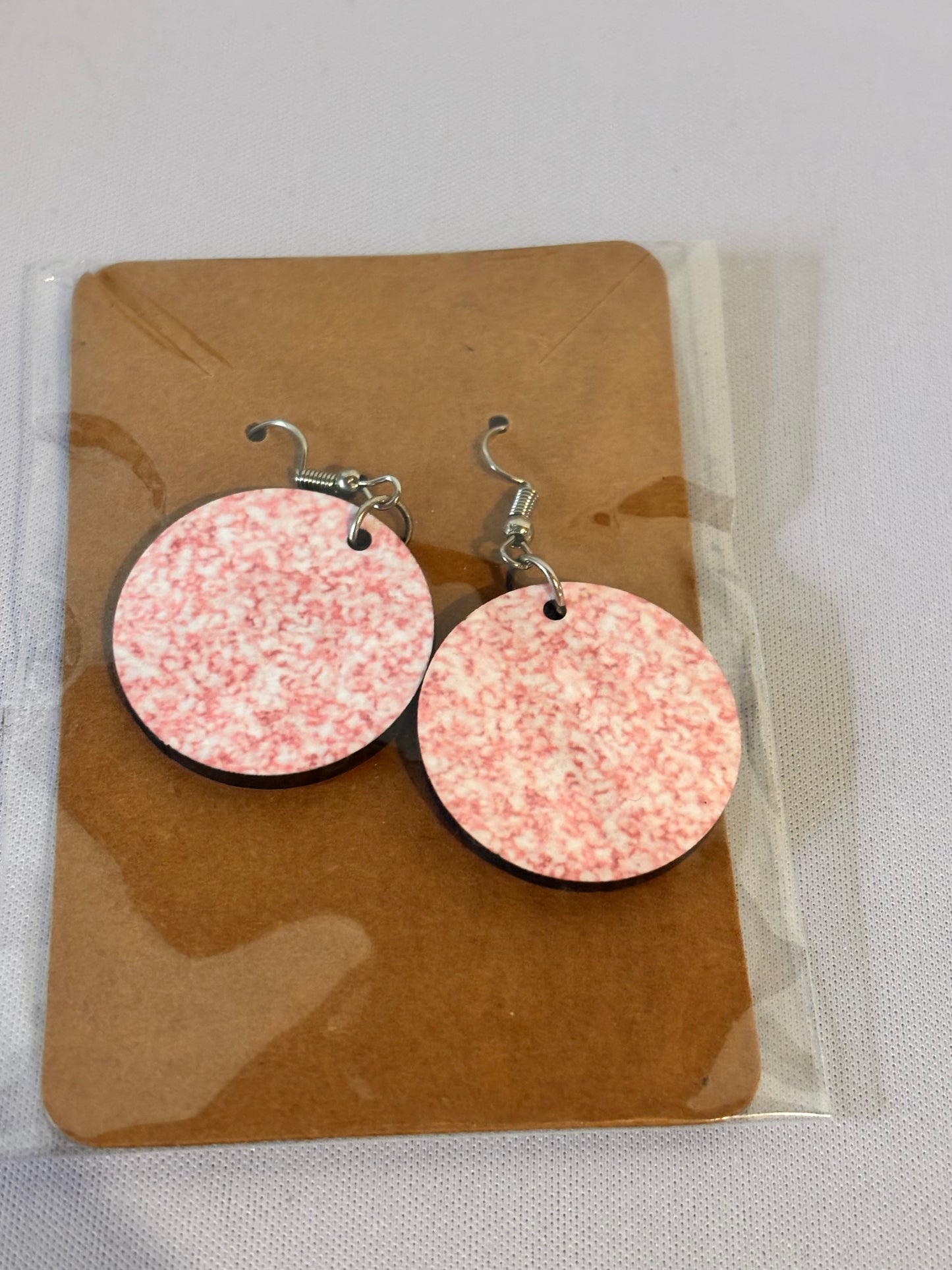 Pink and white glitter sublimation earrings