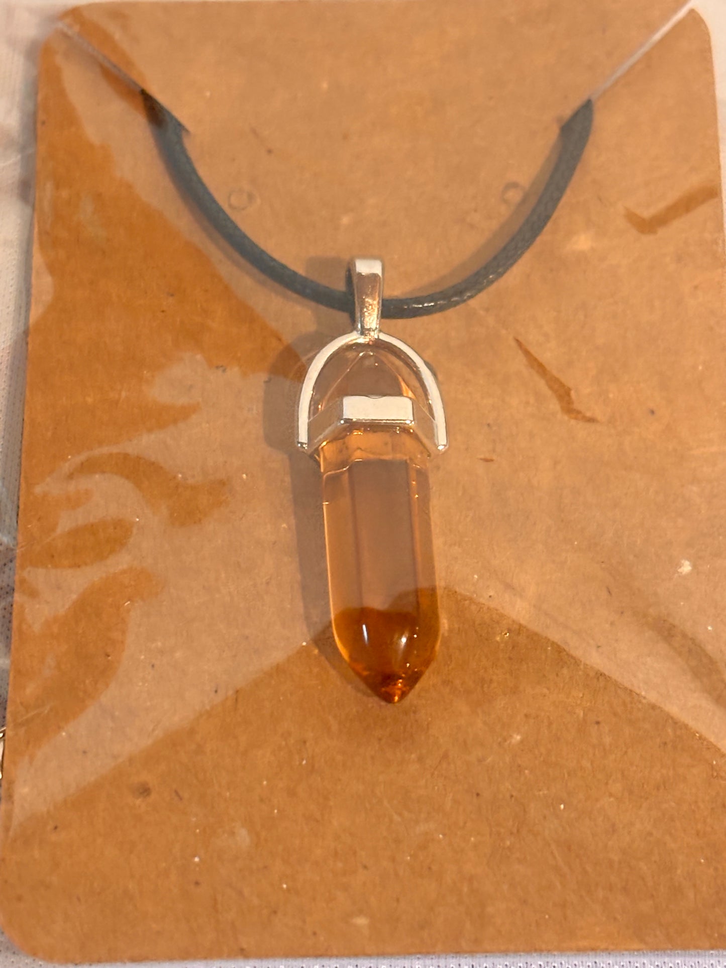 Brown Crystal like Stone Necklace