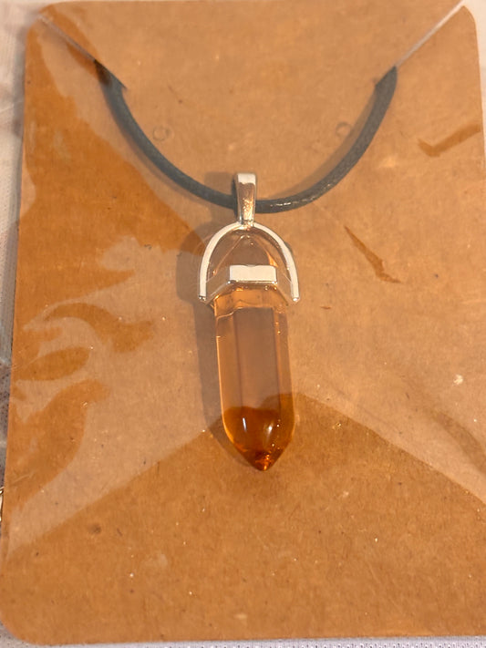 Brown Crystal like Stone Necklace