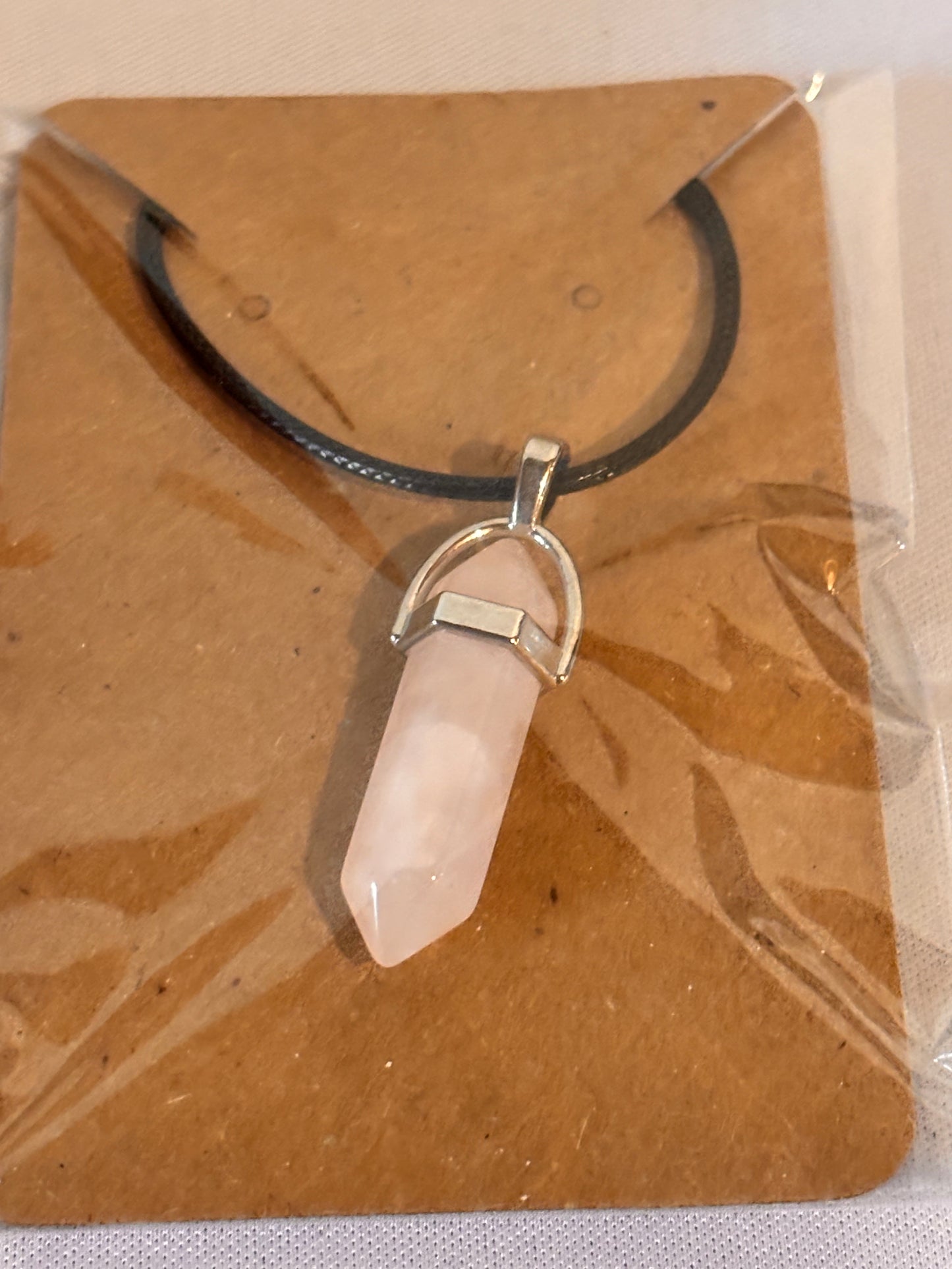 Light Pink Crystal like stone necklace