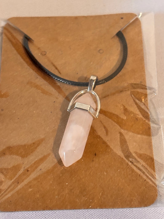 Light Pink Crystal like stone necklace