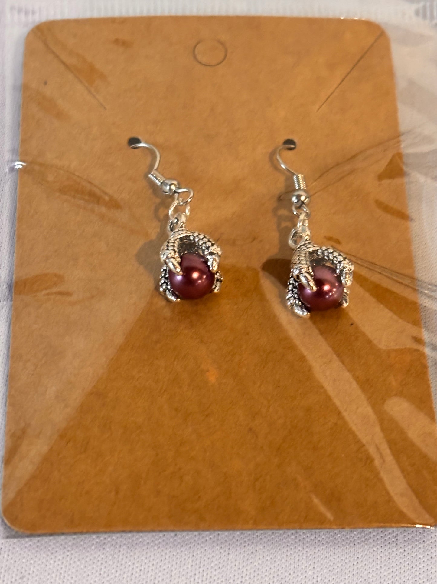 Purple pearl with Dragon Claw Earrings