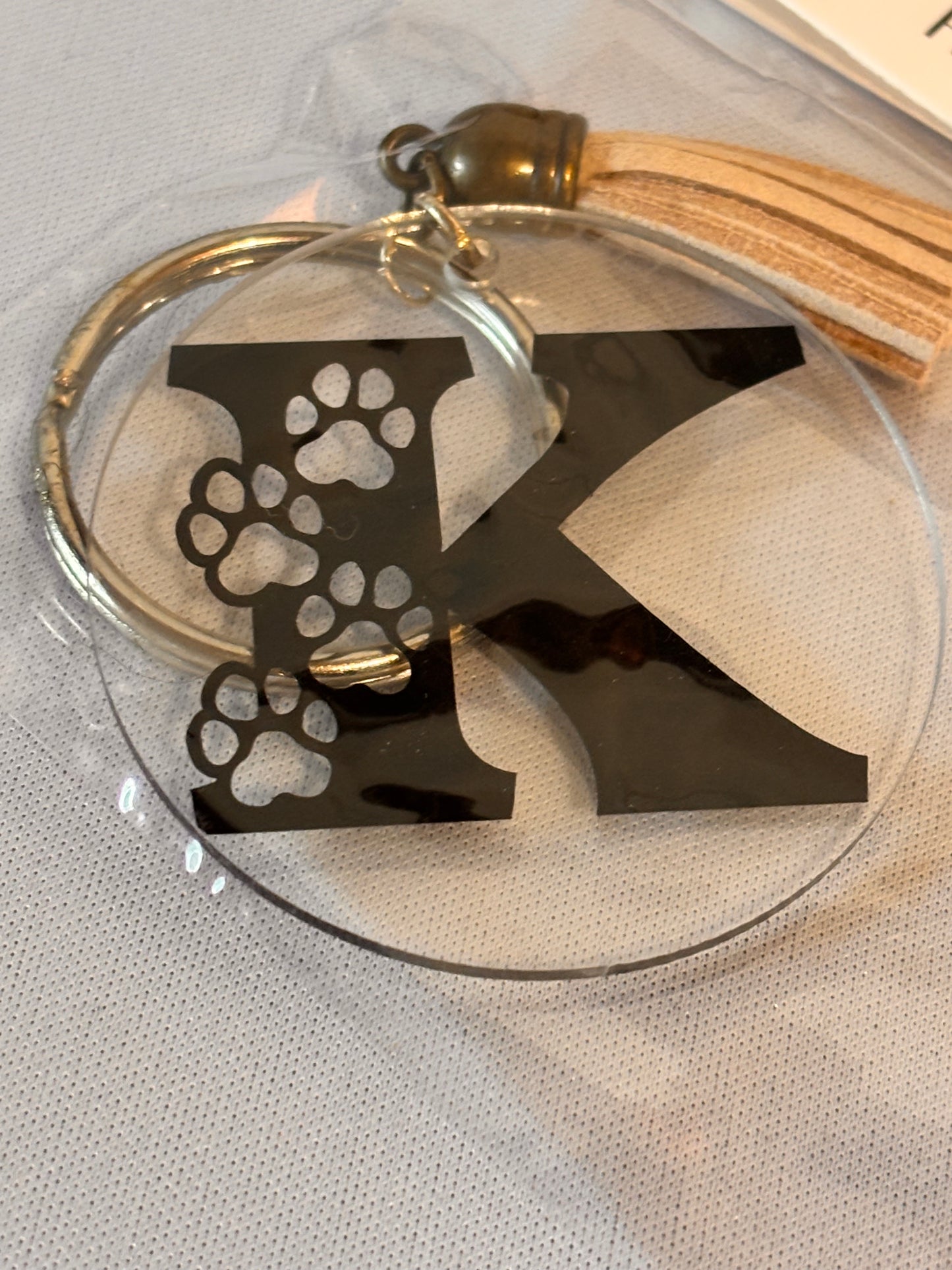 K with Pawprints Keychain