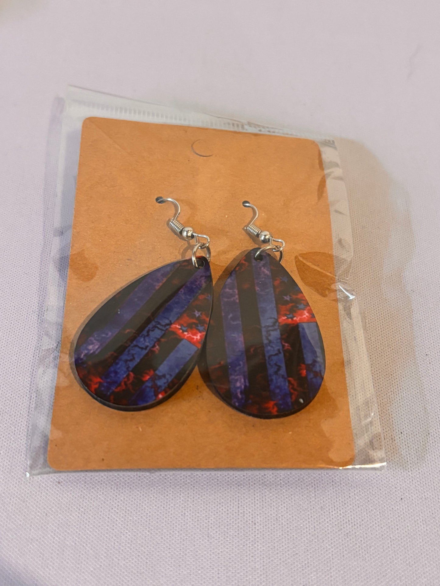 Red and Blue Flag Sublimation Earrings