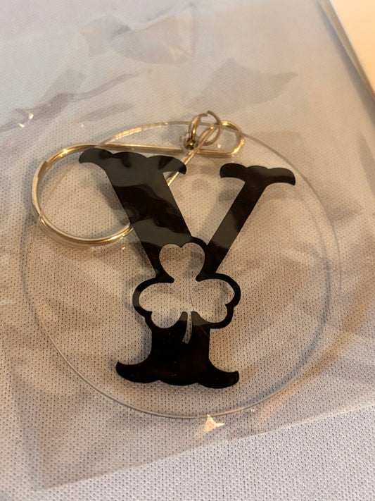 Y with Shamrock Vinyl Keychain