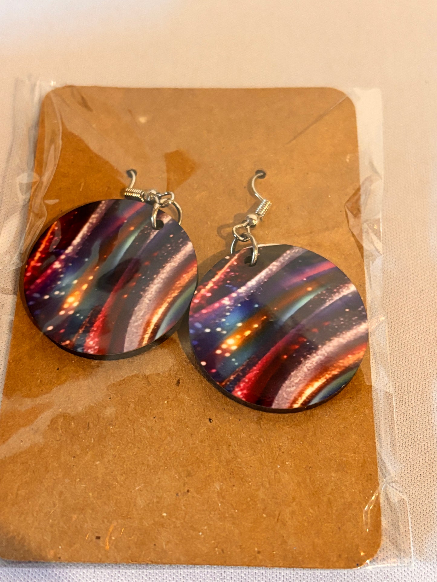 Rainbow glitter Striped Sublimation Earrings