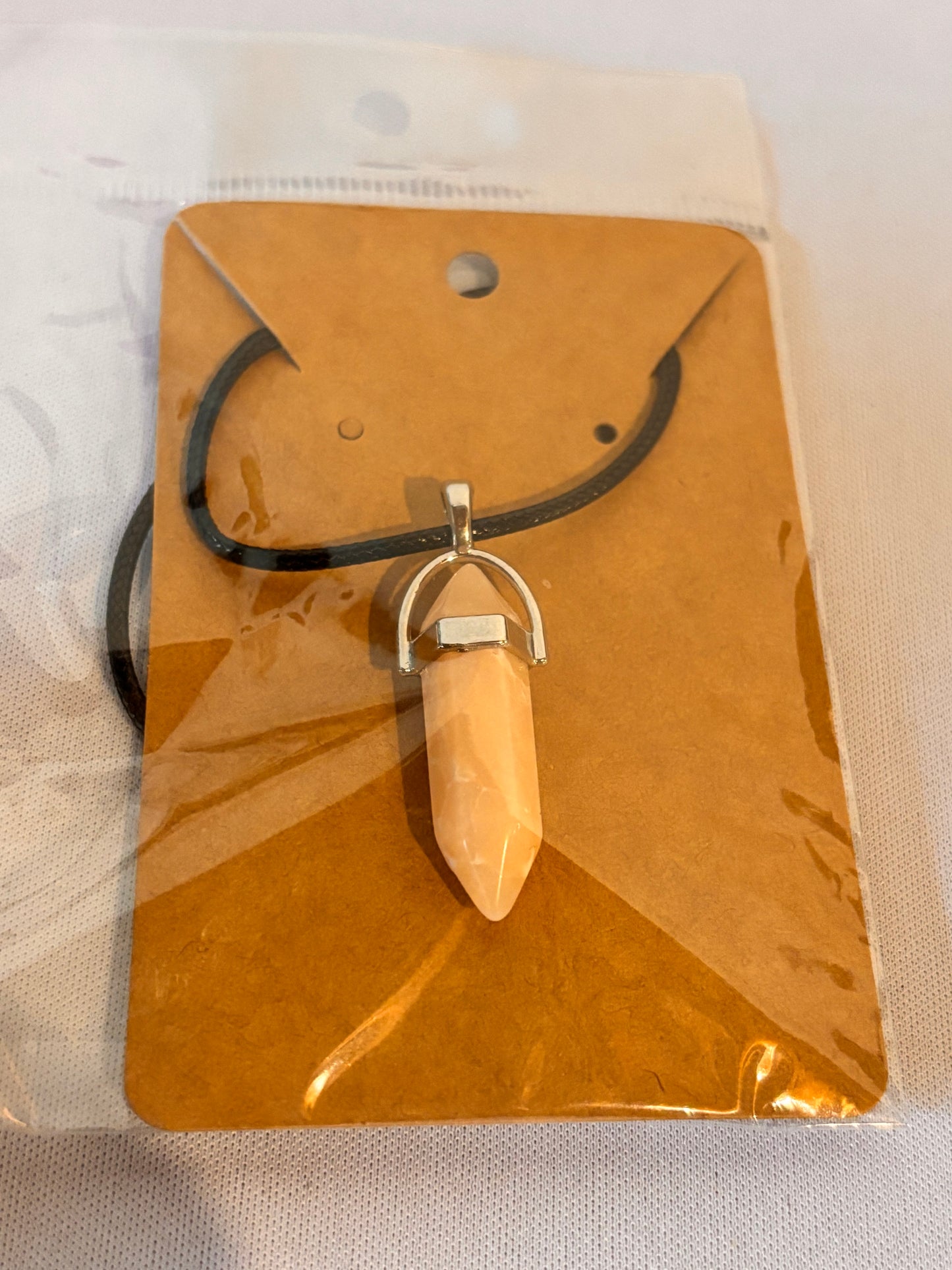 Peach Crystal like Stone Necklace