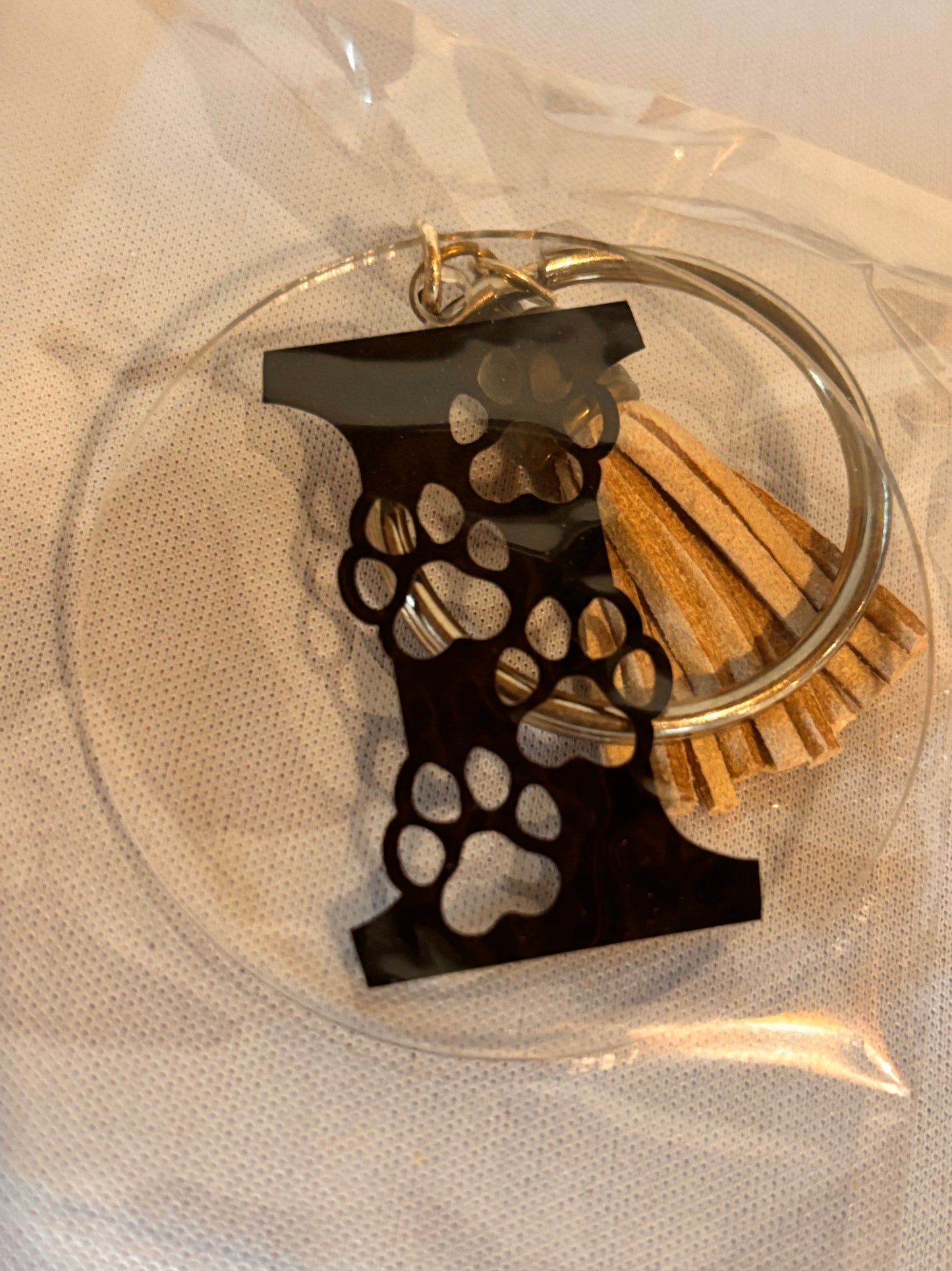 I with Pawprints Vinyl Keychain