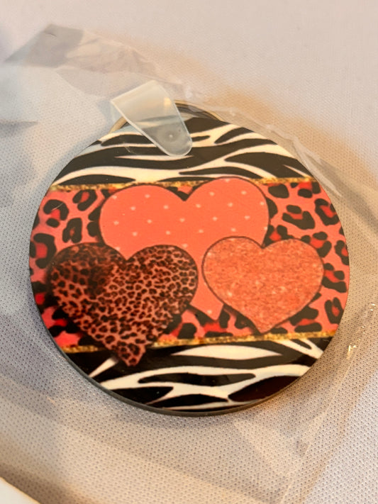 Trio of Pink Hearts Sublimation Keychain