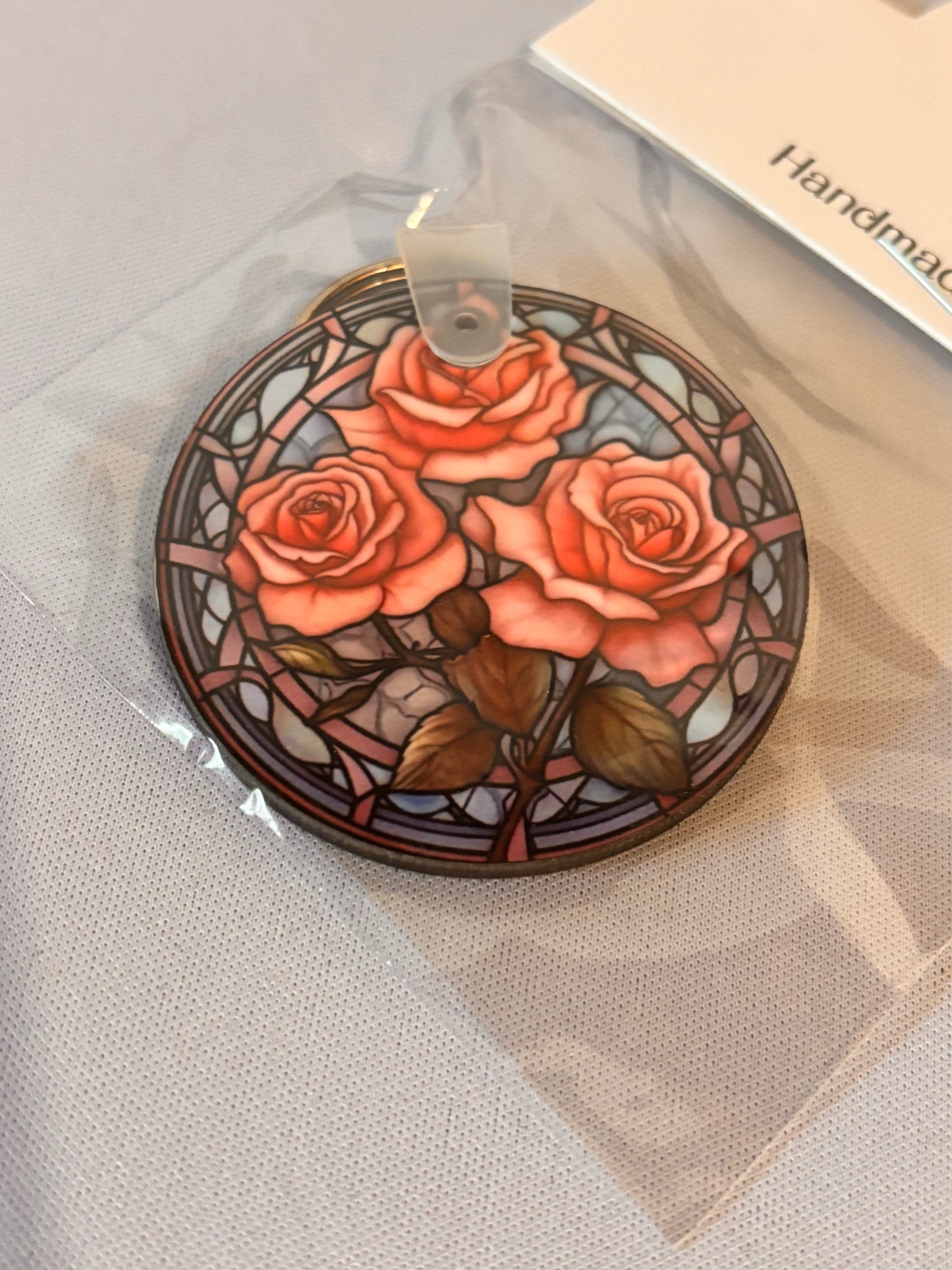 Pink Trio of Roses Sublimation keychain