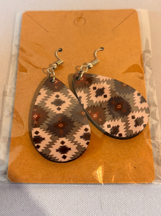Blue Patterned Sublimation Earrings