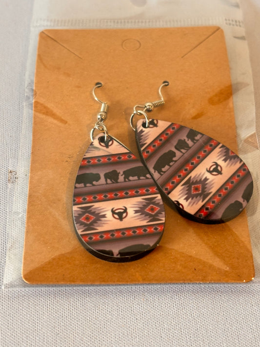 Buffalo Native Design Sublimation Earrings