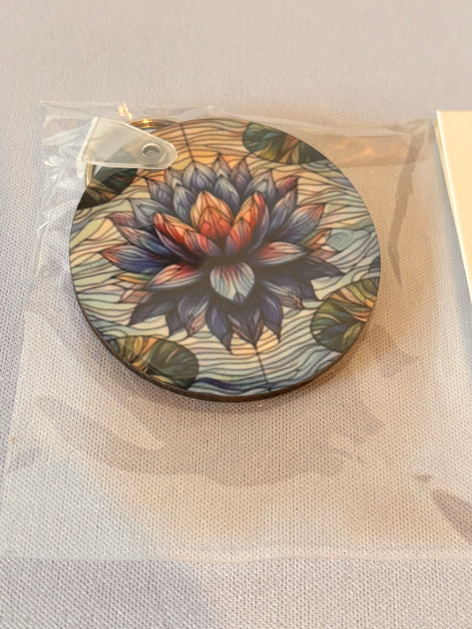 Blue Lotus Flower Sublimation Keychain