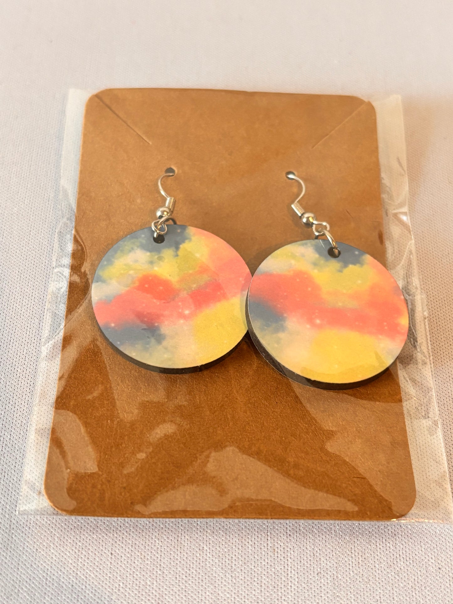 Pastel multi colored clouds sublimation earrings