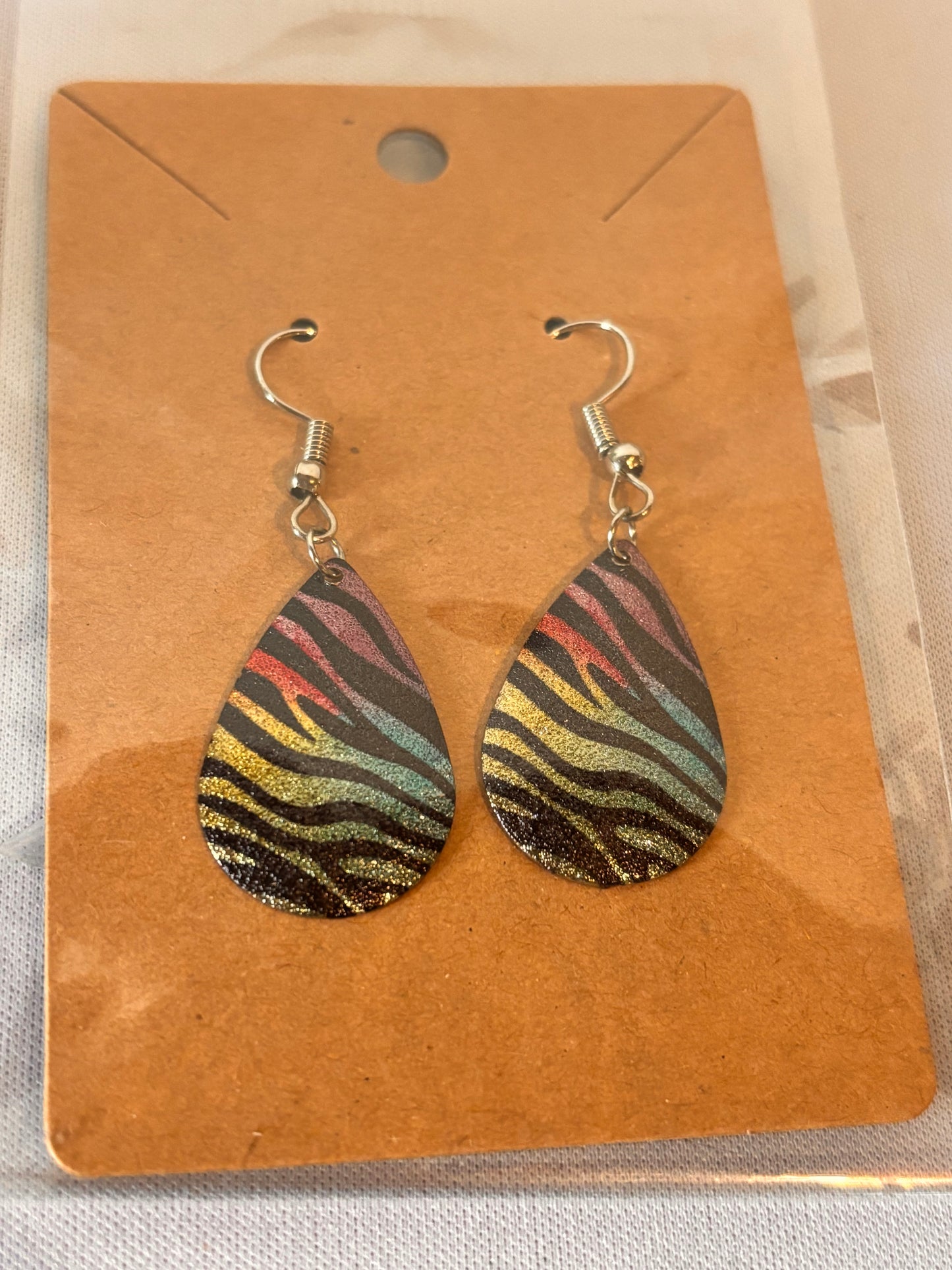 Rainbow Zebra Print metal Earrings