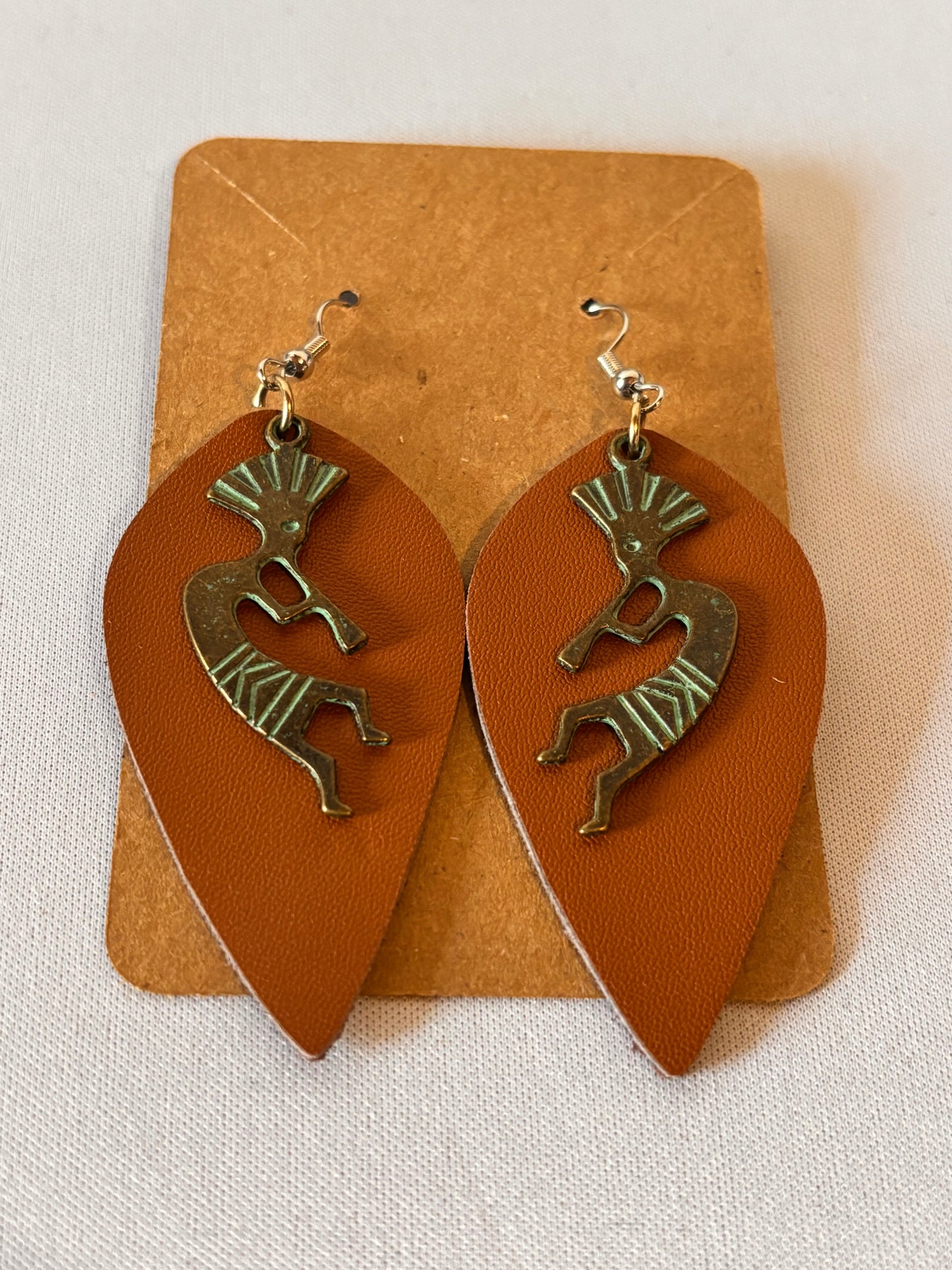 Leather feathers with Charm Earrings