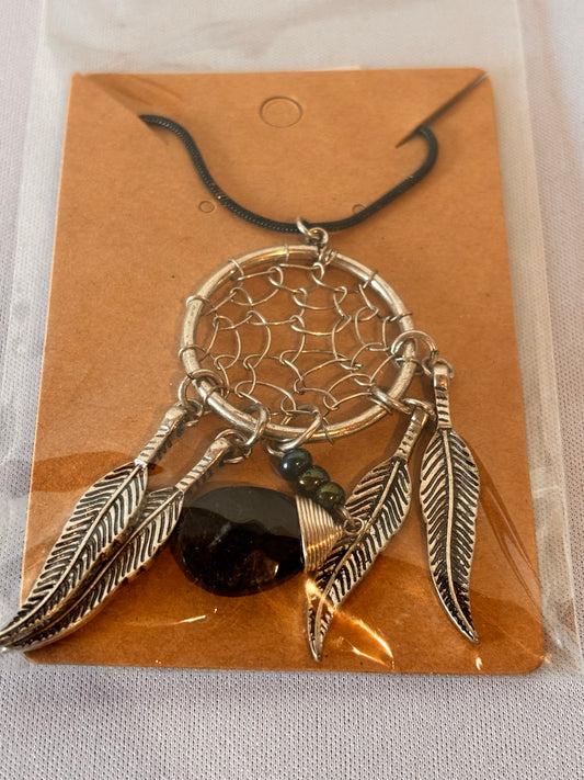 Dreamcatcher with Black Gem Necklace